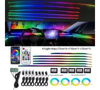 14/18/22 in 1 213 64 Color Rgb LED Interior Streamer Symphony with Remote Car Ambient Light Atmosphere Rainbow Acrylic Strip 12V