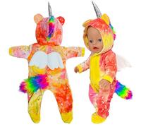 14-18 Inch Doll Clothes for 35-43cm Baby Dolls, Orange Magical Unicorn Romper Outfit Compatible with New Born Baby 35-45 cm Kids Birthday