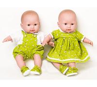 14-18 inchTwin Dolls outfits Green Dungarees and Dress with Chick and Balloon design, from Frilly Lily .Suitable for dolls ]14-18 inchs[ 35-45 cmsuch as 43 cm Baby Born , Clasic Tiny Tears ,American Girl Doll , My London Girl and lots of Corolle and Gotz dolls 14-18 inches DOLLS OR SHOES NOT INCLUDED