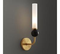 14.1in Brass Alabaster Wall Sconce Natural Marble Wall Lamp, Indoor Alabaster Wall Light Fixtures for Living Room Stairs Bedroom Acrylic Lampshade Wall Lighting - G9 Socket