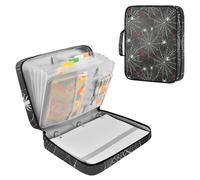 14.2×10.6×3in Polyester File Folder Bag Waterproof A4 Document Organizer with 7-Pocket Accordion & 3 Ring Binder（Dark Spider Web Pattern）