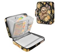 14.2×10.6×3in Polyester File Folder Bag Waterproof A4 Document Organizer with 7-Pocket Accordion & 3 Ring Binder（Cute Sloth Pattern）