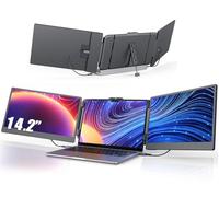 14.2 Inch Screen Extender Plug Play Laptop 1080P IPS Monitor Built-in Monitor Extender HDMI/USB-A/Type C Triple Monitor for 13" to 17.3" Laptop