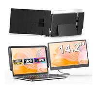 14.2" Laptop Screen Extender, Dual Laptop Monitor Extender, 1080P FHD Portable Monitor Built-in Speaker & Back-Stand Fit for Laptops 13-16.5", Plug & Play Suit for Win Mac Android