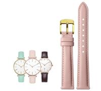 14-20mm Ladies' leather Quick release Fashion watchband Fit for Casio/Citizen/Fossil/DW(Light pink Golden,20mm)
