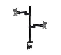 14-24 inch upper and lower dual-screen LCD monitor lifting telescopic rotating height increasing clamp table stand(Black)