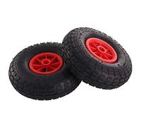 14"/ 35.56Cm Pneumatic 3.50-8 Wheelbarrow Wheel Pneumatic Sack Truck Trolley Wheel Puncture Proof Tyre Complete for Garden Trolley Barrow Trailer Truck Red & Black (2)