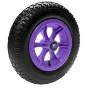 14" 350mm Pneumatic Wheelbarrow Wheel with 12mm (1/2") Bore Spoked Centre & Axle Spindle for Wheelbarrow Truck or Trolley - Purple