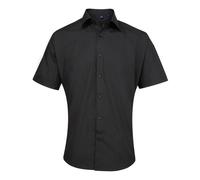 (14.5, Black) Premier Mens Supreme Heavy Poplin Short Sleeve Work Shirt
