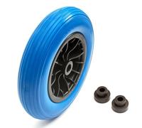 14.5 Inch 3.50-8 PU Blue Puncture Proof Solid Tyre & Wheel 14.5'' PU Wheelbarrow Barrow 75mm Hub Includes Reducer Bushes 25mm to 13mm / 1'' to 1/2''
