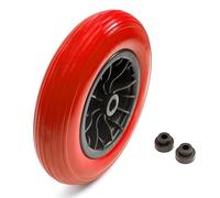 14.5 Inch Wheelbarrow Wheel 3.50-8 PU Puncture Proof Solid Tyre & Wheel 14.5'' PU Barrow Red With Reducer Bushes for 1/2 Inch Or 1 Inch Bore 75mm Hub