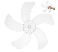 14.5 Inch White Plastic 5 Blade Fan Blade Replacement | Easy install 5-leaf propeller, for pedestal desk and wall fans, round bore fit