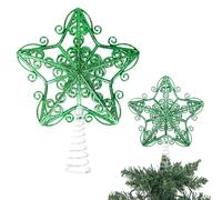 14.5cm Dark Green Glitter Star Christmas Tree Topper Shatterproof for Christmas Tree Decorations Xmas Treetop Tree Crown Holiday Ornament