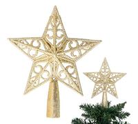 14.5cm Gold Glitter Star Christmas Tree Topper Shatterproof for Christmas Tree Decorations Xmas Treetop Tree Crown Holiday Ornament