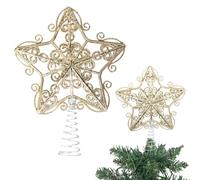 14.5cm Gold Glitter Star Christmas Tree Topper Shatterproof for Christmas Tree Decorations Xmas Treetop Tree Crown Holiday Ornament
