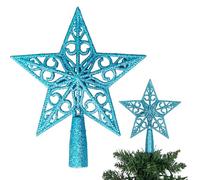 14.5cm Ice Blue Glitter Star Christmas Tree Topper Shatterproof for Christmas Tree Decorations Xmas Treetop Tree Crown Holiday Ornament