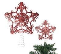 14.5cm Red Glitter Star Christmas Tree Topper Shatterproof for Christmas Tree Decorations Xmas Treetop Tree Crown Holiday Ornament