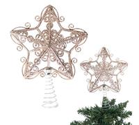 14.5cm Rose Gold Glitter Star Christmas Tree Topper Shatterproof for Christmas Tree Decorations Xmas Treetop Tree Crown Holiday Ornament