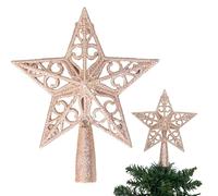 14.5cm Rose Gold Glitter Star Christmas Tree Topper Shatterproof for Christmas Tree Decorations Xmas Treetop Tree Crown Holiday Ornament