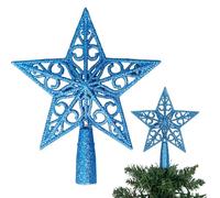 14.5cm Royal Blue Glitter Star Christmas Tree Topper Shatterproof for Christmas Tree Decorations Xmas Treetop Tree Crown Holiday Ornament