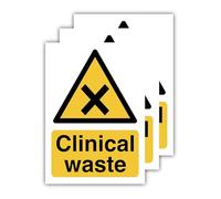 14.8cm x 21cm Pack of 3 Self Adhesive Clinical Waste Warning Signs - Polypropylene Glossy-Laminated A5 Clinical Waste Label Stickers for Bin Signage