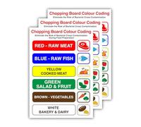 14,8CM X 21CM Pack of 3 Self Adhesive Colour Coded Chopping Board Sign, Kitchen Food Safety Signs to Prevent Cross Contamination a5 Size