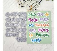 14.9x10.5cm Greetings Spanish Cutting Dies Cut Stencils for Card Making Scrapbook Album Decoration,Embossing Stencil Template