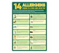 14 Allergens Notice Sign - Vinyl Food Hygiene Sticker with Lamination - 297mm x 210mm Food Allergy Warning Sign for Kitchens, Restaurants, Cafes - Health & Safety Poster for Food Hygiene Compliance