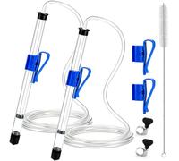 14” Auto Siphon Beer Bottle Siphon Pump Wine Siphon 3/8"Racking Cane Regular Siphoning Liquid Pump Home Brewing for Gallon Jugs Kit with 5Ft Clear Silicone Clamp Hose Wine Making Kit 2Pcs Blue