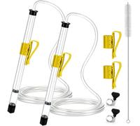 14"Auto Siphon Beer Bottle Siphon Pump Wine Siphon 3/8"Racking Cane Regular Siphoning Liquid Pump Home Brewing for Gallon Jugs Kit with 5.5 Ft Clear Silicone Yellow Hose Clamp Wine Making Kit 2Pcs