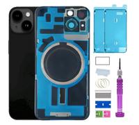 14 Back Glass Replacement for iPhone 14 Back Glass (6.1 Inches) with Pre-Installed Plate + Camera Frame + Lens + Reparing Tools (Midnight Black)