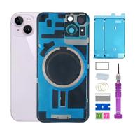 14 Back Glass Replacement for iPhone 14 Back Glass (6.1 Inches) with Pre-Installed Plate + Camera Frame + Lens + Reparing Tools (Purple)