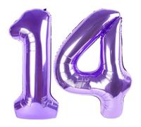 14 Balloon Number Purple Number Ballon for 14th Birthday Decorations, 40 Inch Big Balloons for 14 41 Anniversaries Celebration Graduation Wedding