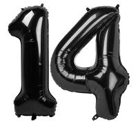 14 Balloons Numbers, Large 14th Black Birthday Decorations for 1 4 14 41, 40 Inch Foil Balloon for Wedding Engagement Photo Shoot Memorial Day's Supplies