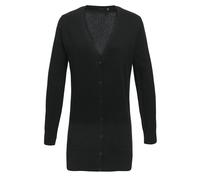 (14, Black) Premier Womens/Ladies Longline V Neck Knitted Cardigan