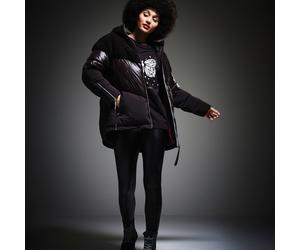 (14, Black) Regatta x Christian Lacroix Sete Baffled Padded Borg Hood Jacket Coat - Black