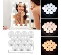 14 Bulbs Hollywood Mirror Lights with USB Cable, 3 Colours Changing & 10 Levels Brightness, Vanity Mirror Lights Stick on Mirror, Make up Light for Dressing Table