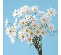 14 Bundles Artificial Fake Flowers Plants,Artificial Daisy Silk Flower Arrangements,Realistic Daisy Plastic Flora,Outdoor Fake Wildflowers Faux Greenery Shrubs Plants for Garden Vase Decor (white)