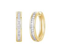 14 Carat Gold Earrings Hoops, Women Huggie with 1.5x2mm Moissanite Embedded EarringsYellow Gold