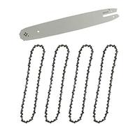 14" Chainsaw Guide Bar & 4-Pack Saw Chains, 35cm Guide Bar, Replacement Chain Saw Chains - 3/8" Pitch - 50 Driver Links - 0.050"(1.3mm) Gauge