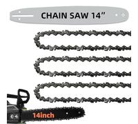 14" Chainsaw Guide Rail and Chain, 52 Drive Links, 3/8" LP Pitch, 50" Thickness, 14" Replacement Chainsaw Chains, Fits Craftsman, Echo, Poulan, Ryobi (1 Bar + 3 Chains)
