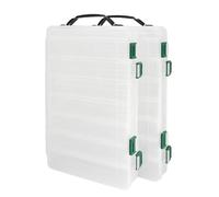 14 Compartments Double-Sided Fishing Lure Hook Tackle Box Visible Hard Plastic Clear Fishing Lure Bait Squid Jig Minnows Hooks Accessory Storage Case Container (Clear-14 Slots(2Pcs))