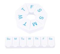 14 Day Pill Dispenser Tablet Box Organiser Set - 2 Weekly Pill Box, 1 BPA-Free Long Horizontal Box, 1 Hex Shaped Box, Dosset Compartments for Supplements & Medical Use, Medication Management