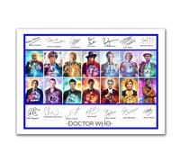 14 Doctors Cast Signed Autograph Poster, Who Actors Print, Collectible Memorabilia, TV Series Theme (A4 Unframed)