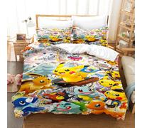 (14, Double(200x200cm)) Pokémon Bed three piece set four piece set uk size duvet cover pillowcase