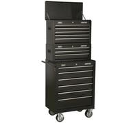 680 x 460 x 1635mm 14 Drawer Combination Tool Chest - BLACK Mobile Storage Box