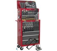 14 Drawer Tool Chest And Rollcab Set With 239 Piece Tool Kit In Red And Grey