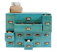 14 Drawers Apothecary Cabinet, Wooden Desk Drawer Organizer, with 14 Drawers Tabletop Apothecary Chests And Cabinets, Library Card Catalog Cabinet Herb Storage Box