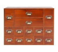 14 Drawers Apothecary Cabinet, Wooden Desk Drawer Organizer, with 14 Drawers Tabletop Apothecary Chests And Cabinets, Library Card Catalog Cabinet Herb Storage Box