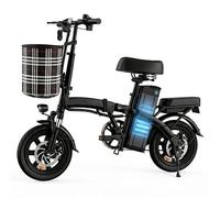 14" Folding Electric Bike, 250W Motor, 48V 15Ah Battery, 25KM Range, Height Adjustable, Commuter City Electric Bicycle with Removable Battery & Front Basket, E-Bike for Adults and Teens